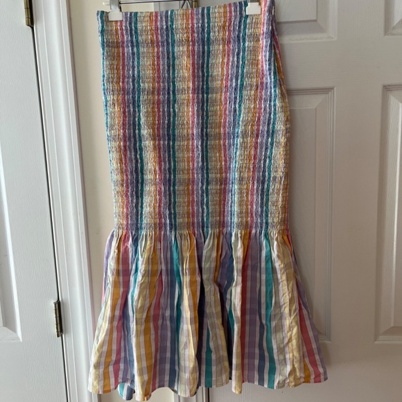J Crew Smocked Gingham Midi Skirt, Size 16 - Picture 2 of 5